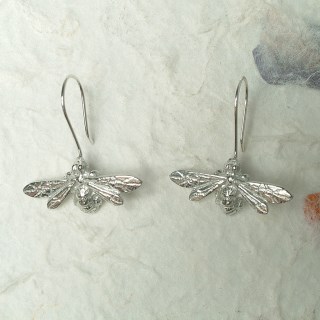 English Pewter Bee Drop Earrings Jewellery Gifts For Her UK Made | Image 2