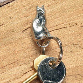 Cat Pewter Keyring English Pewter Cat Gifts UK Handmade | Image 3