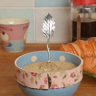 Chestnut Leaf Pewter Sugar Spoon, UK Handmade Spoons | Image 2