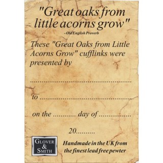 Pewter Oak Leaf & Acorn Christening Cufflinks | Christening Gifts For Boys UK Handmade | Image 4