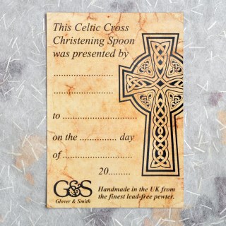 Personalised Celtic Cross Pewter Christening Spoon UK Made | Image 3