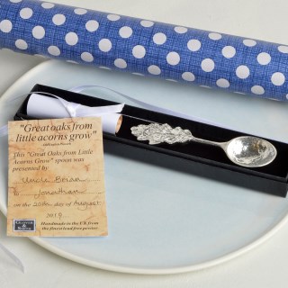 Great Oaks From Little Acorns' Pewter Christening Spoon Gifts for boys or girls | Image 2