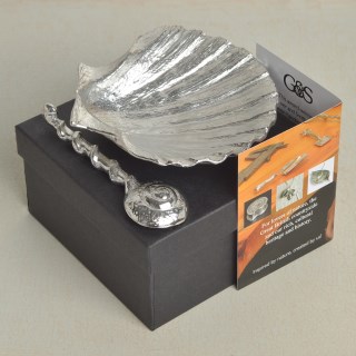 Scallop Shell English Pewter Bowl and Pewter Spoon | Image 5