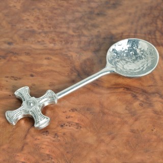 Christening Pewter Spoon Medieval Cross UK Handmade | Image 5