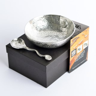 Fossil Round Pewter Bowl and Ammonite Pewter Spoon | Image 3