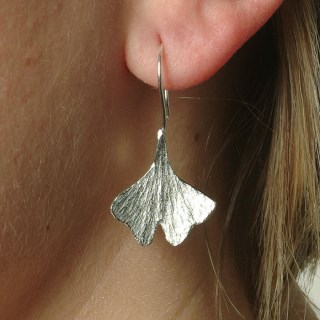 Pewter Ginkgo Leaf Drop Earrings Jewellery Gifts For Her UK Made | Image 3