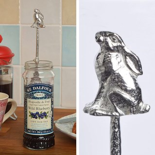 Moon Gazing Hare Jam Spoon | Pewter Long Jar Spoons With Hooks UK Made | Image 2