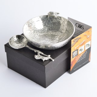 Hare and Tortoise Pewter Bowl and Pewter Spoon Set | Image 2