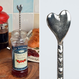Heart Pewter Spoon. Long Jam Spoons with a hook for Jars | Image 2