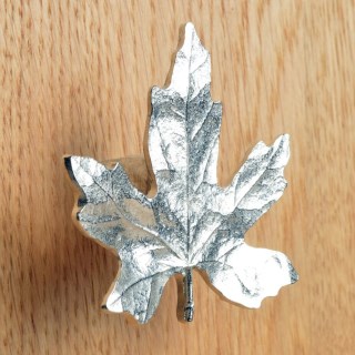 Solid Pewter Maple Leaf Cabinet Handle Door Knobs UK Made | Image 2