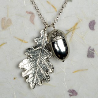 Pewter Oak Leaf & Acorn Necklace (Large) Jewellery Gifts For Her UK Made | Image 2