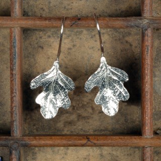 Oak Leaf Drop Earrings English Pewter Jewellery | Image 2