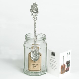 Oak Leaf Pewter Spoon Long Jam Spoon with a hook for jars | Image 6