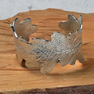 Pewter Oak Leaf Cuff Bangle, Oak Leaf Bracelet UK Hand Crafted | Image 6