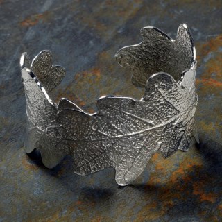 Pewter Oak Leaf Cuff Bangle, Oak Leaf Bracelet UK Hand Crafted | Image 4