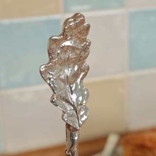 Oak Leaf Pewter Spoon Long Jam Spoon with a hook for jars | Image 3