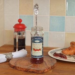 Oak Leaf Pewter Jam Spoon | Long Jar Spoons With Hooks UK Made | Image 2