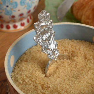 Oak Leaf Sugar Spoon, Caddy Spoon | Pewter Spoons UK Handmade | Image 3