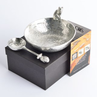 The Owl and Pussycat Pewter Bowl & Spoon, Gifts For Couples UK Handmade | Image 5