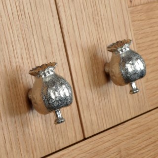 Solid Pewter Poppy Seed Head Door Handles Cabinet Knobs UK Made | Image 5