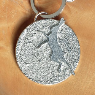 Hare Gifts, English Pewter Dancing Hare Keyring UK Made | Image 3