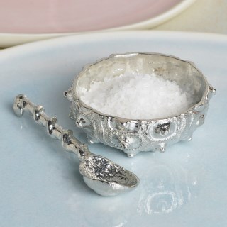 Spiky Urchin Shell English Pewter Bowl and Shell Pewter Spoon | Image 2