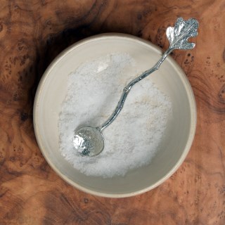 Oak Leaf Tiny Salt or Spice Pewter Spoon UK Handmade | Image 2
