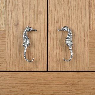Pewter Seahorse Cabinet Knobs Left Facing Bathroom Furniture Handles UK Made | Image 3