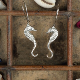 Seahorse Drop Earrings, Pewter and Silver Seahorse Jewellery Gifts | Image 2