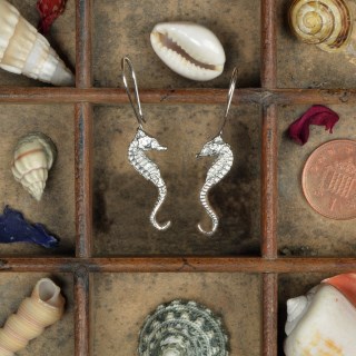 Seahorse Drop Earrings, Pewter and Silver Seahorse Jewellery Gifts | Image 3