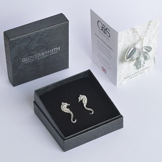 Seahorse Stud Earrings, English Pewter Seahorse Jewellery Gifts | Image 3