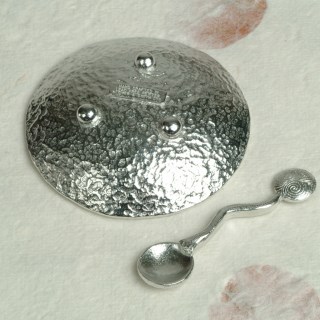 English Pewter Spiral of Life Bowl and Spirals Pewter Spoon | Image 5