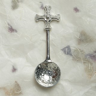 Christening Pewter Spoon Medieval Cross UK Handmade | Image 6
