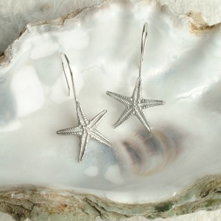 Starfish Drop Earrings, English Pewter Jewellery UK Handmade | Image 4