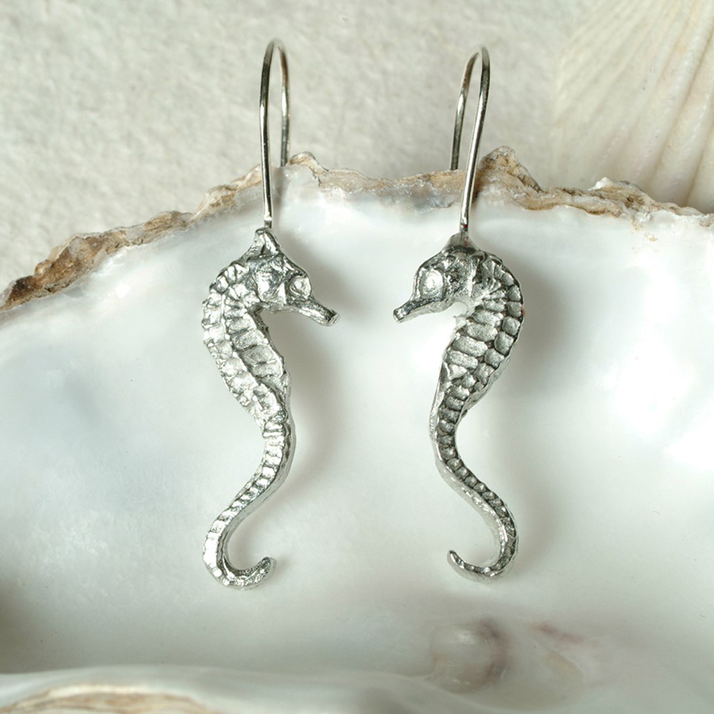Handmade Seahorse Silver Plate Earrings Gift Boxed Pair